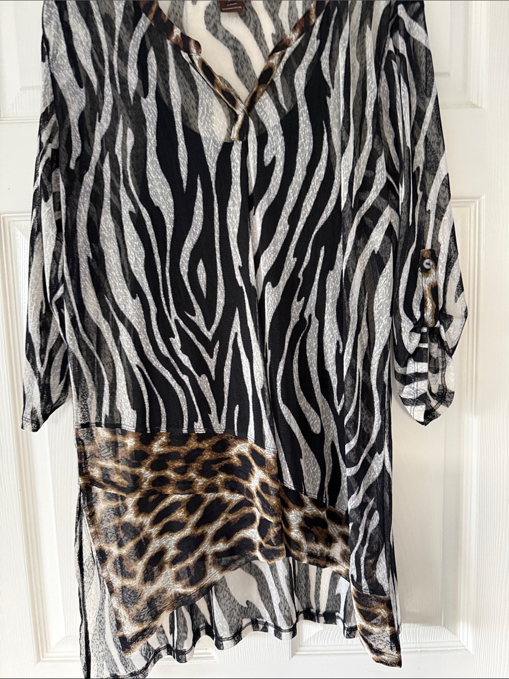 Multiples Brown and Black Animal Print Top